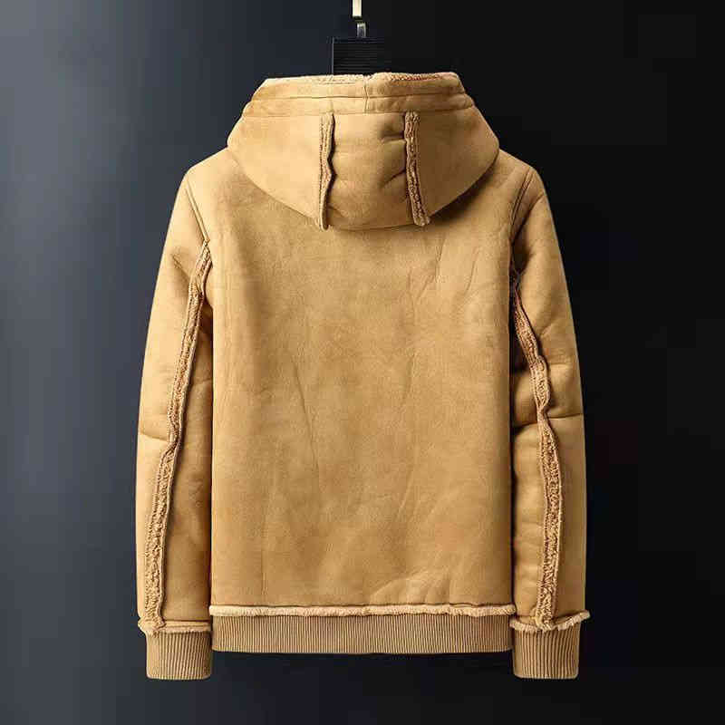 

Men's Fur & Faux men's fur and faux wallet oversize coat Hooded zip pocket Vintage Coat BGP9