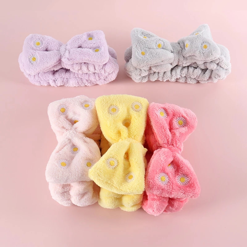 

Women Hair Band Coral Fleece Hair Accessories Daisy Flower Velvet Wash Face Bow Headbands Elastic Turban Headbands Yoga Bandanas