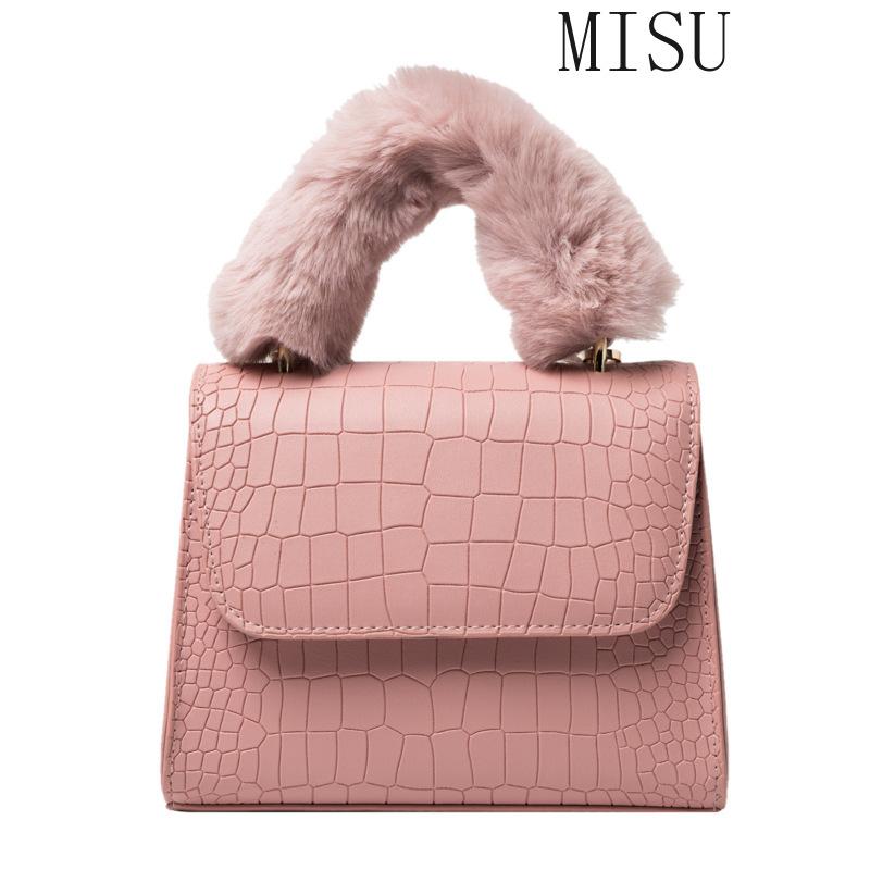 

2021 New Trend Fluffy Crossbody Bag PU Soft Casual Leather Shoulder Bag Women's Handbag Casual Retro High Quality For Female, Beige