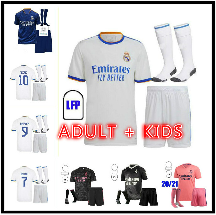 

Adult kids kit 20 21 22 Real Madrid Soccer Jersey 2021 2022 SERGIO RAMOS HAZARD JOVIC VINICIUS BENZEMA MODRIC Football shirts child unifor