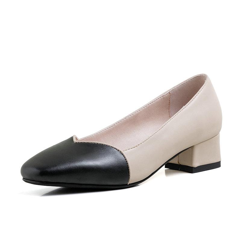 

2021 Square Toe Superfine Fiber Spring Autumn Women Pumps Square Heel Concise Women Shoes Casual Party Ladies Shoes Size 34-43, Black