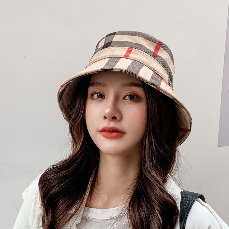 

Spring new women's stripe fashion warm sunshade fisherman's hat suede basin hat casual foldable thermal, No.2