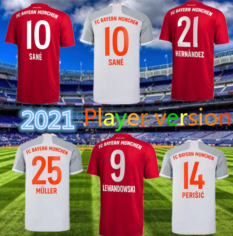 

Player version 20 21soccer jerseys BAYERN COUTINHO VIDAL LEWANDOWSKI MULLER ROBBEN SULE SANE home 2021 adult, Picture