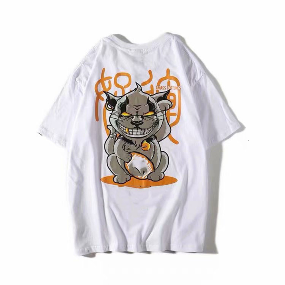 

Street fashion brand t-shirt men's summer hip hop trend, White