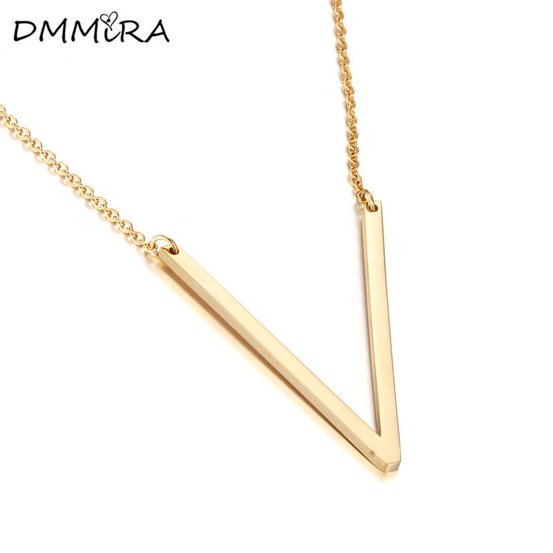 

Pendant Necklaces Fashion Women Gold Titanium Steel 26 Letter Necklace Short Clavicle Link Chain Jewelry For A Gift