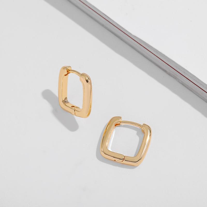 

Hoop & Huggie Trendy Geometric Square Small Earrings For Women Vintage Gold Color U-shape Wedding Jewelry Gifts