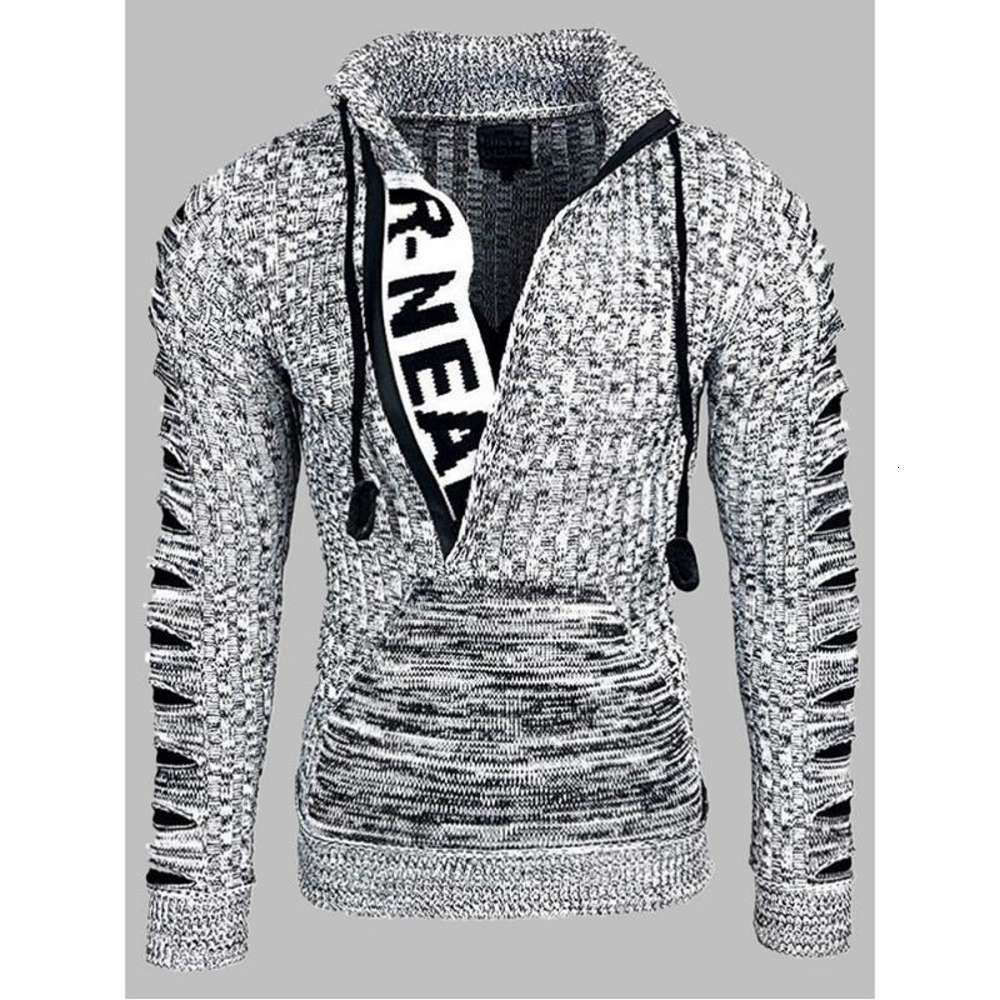 

Autumn and winter 2021 men's new fashion long sleeve Lapel sweater loose large Pullover, White;black