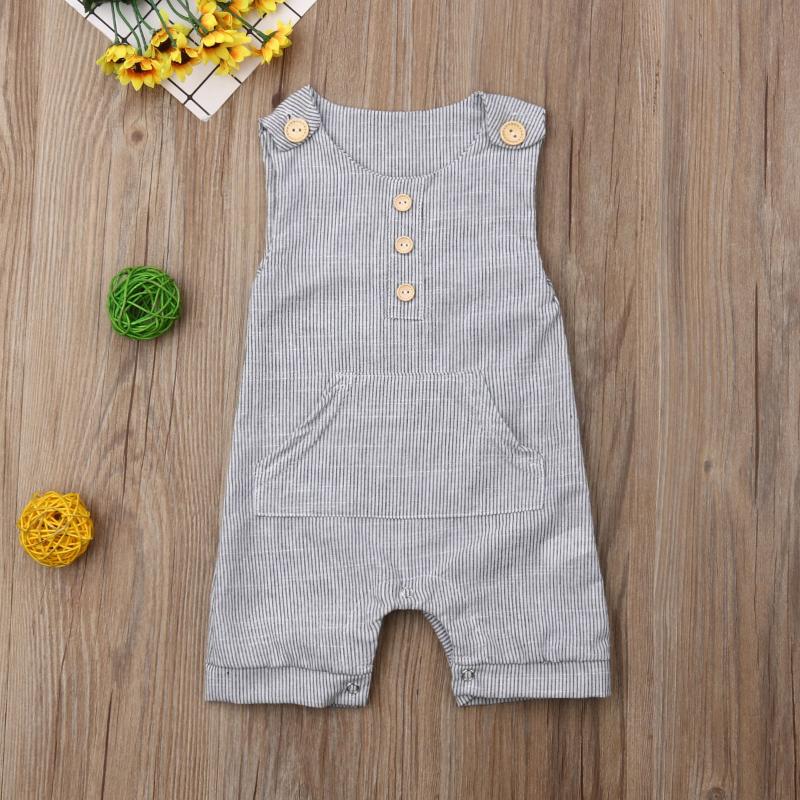 

Jumpsuits 0-18M Born Outfit Clothes Boy Romper Tops Girl Jumpsuit Baby Casual Buttons Kids Clothing, Gray