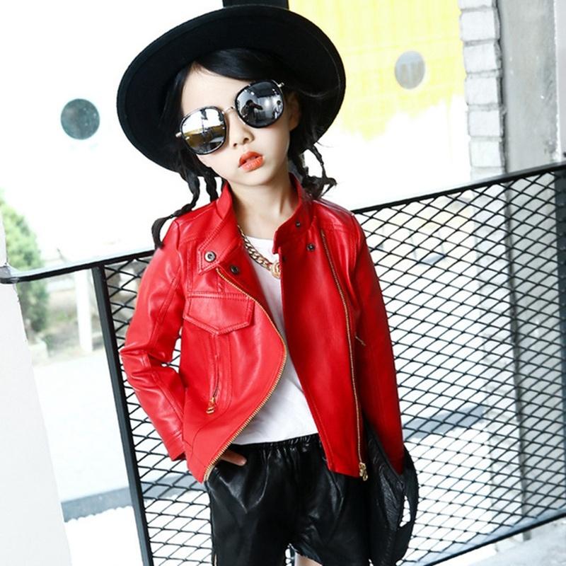 

Jackets Children PU Leather Jacket Girls Spring Autumn Coat Fashion Kids For Clothing 4 6 8 10 12 Years Old TZ492, Blue;gray