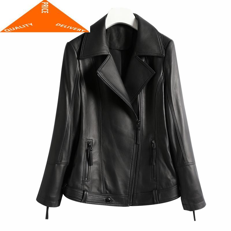 

Women's Leather & Faux Autumn Genuine Winter Jacket Clothes 2021 Korean Streetwear Real Sheepskin Coat Women Chaqueta Mujer D006, Black