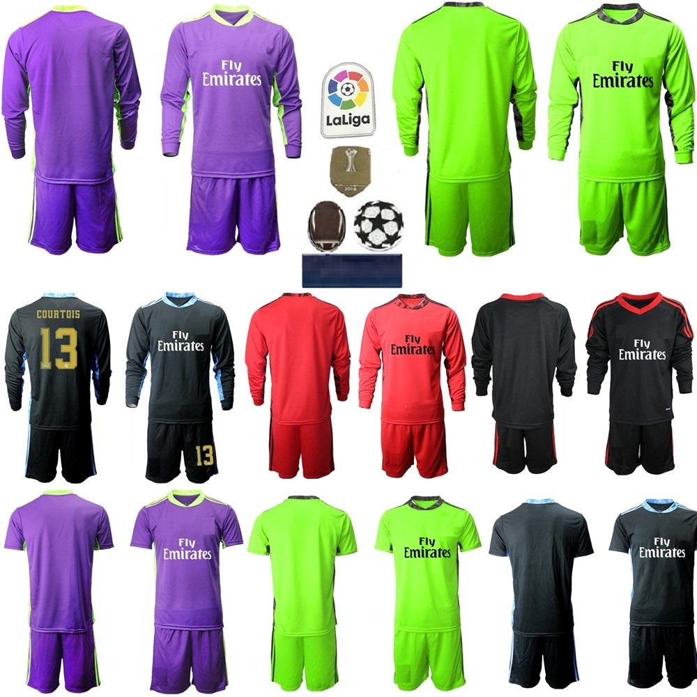 

New 2020 2021 Men Soccers Jerseys long sleeves kit soccer shirt 20 21 1 NAVAS 13 COURTOIS Goalkeeper adult kit Football uniforms, Black;yellow