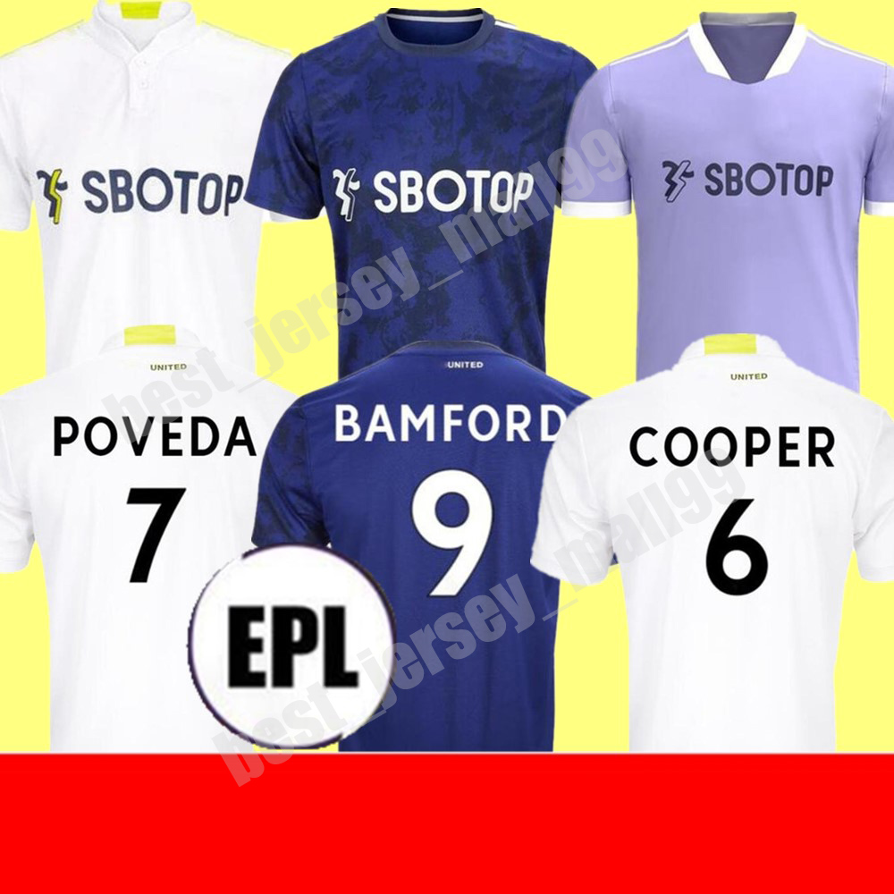 

Leeds soccer jerseys United 21 22 T ROBERTS HARRISON HERNANDEZ COSTA BAMFORD ALIOSKI CLARKE 2021 2022 home away 3rd football shirt uniforms Men + Kids kit, Home+league patch kids