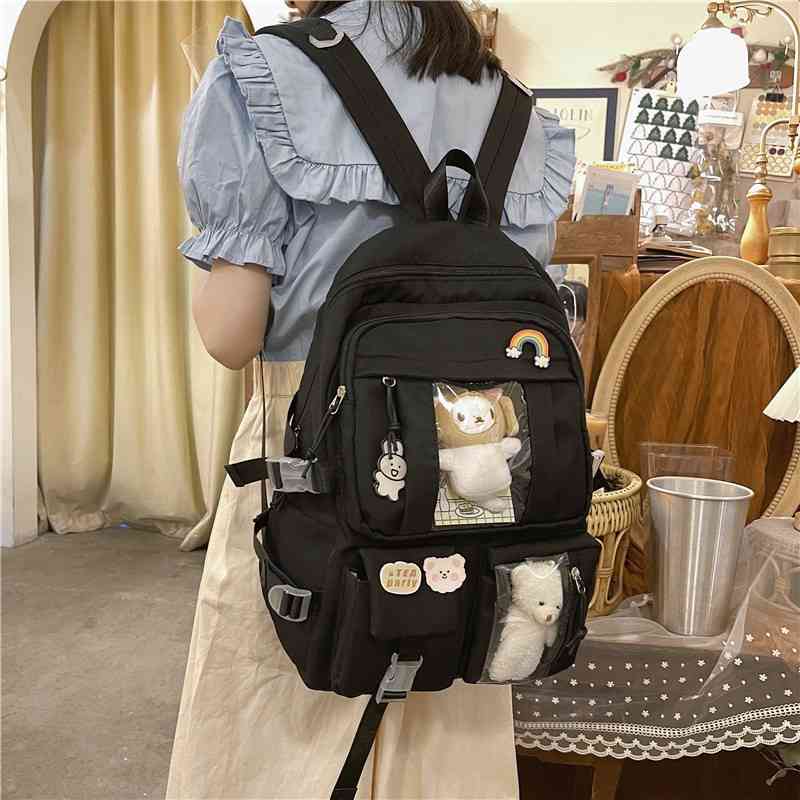 

Schoolbag Korean version Harajuku Mori Department high-capacity high students campus backpack female light middle school, Black naked bag