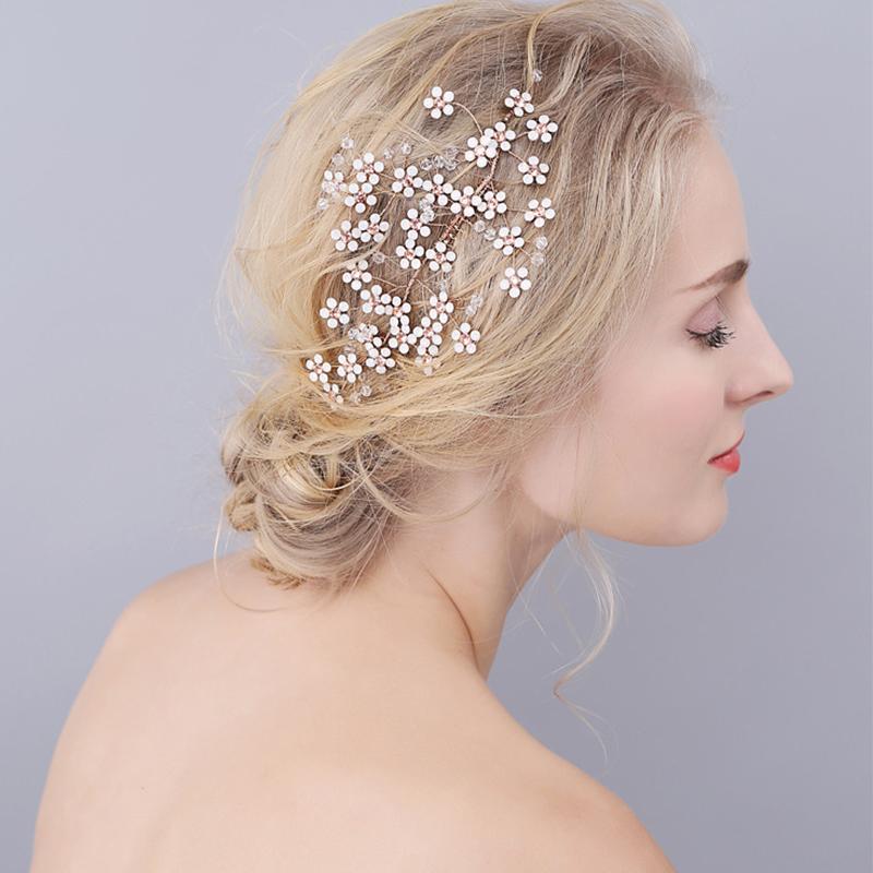 

Headpieces Gold Wedding Tiara Bridal Combs Rhinestone Flower Headwear Hair Accessories Headdress Comb