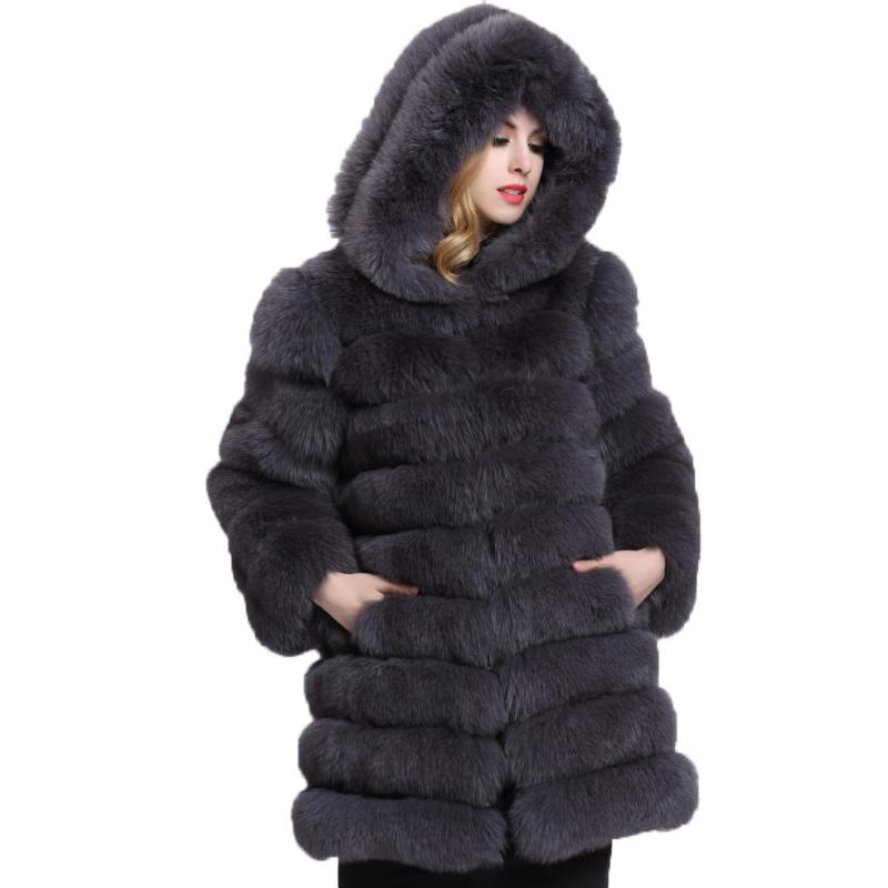 

Women's Fur & Faux Winter Warm Furry Teddy Coat Women Fake Silver Leather Coats Jackets Female Overcoat Long Ponchos With Capa, Black