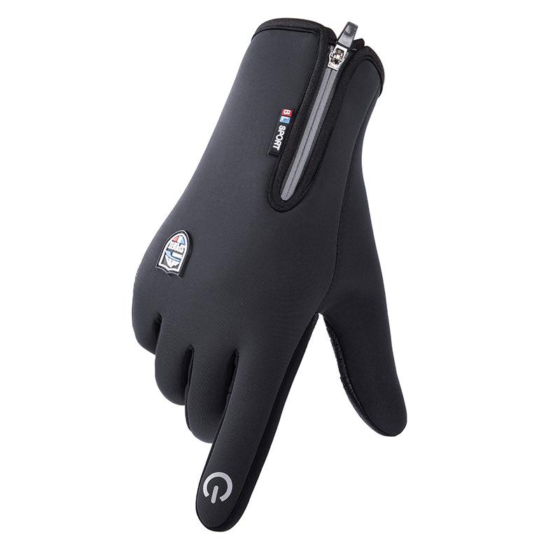 

2020 Warm touch screen gloves men's winter riding waterproof plus fleece gloves outdoor riding non-slip touch screen gloves customizati, Black