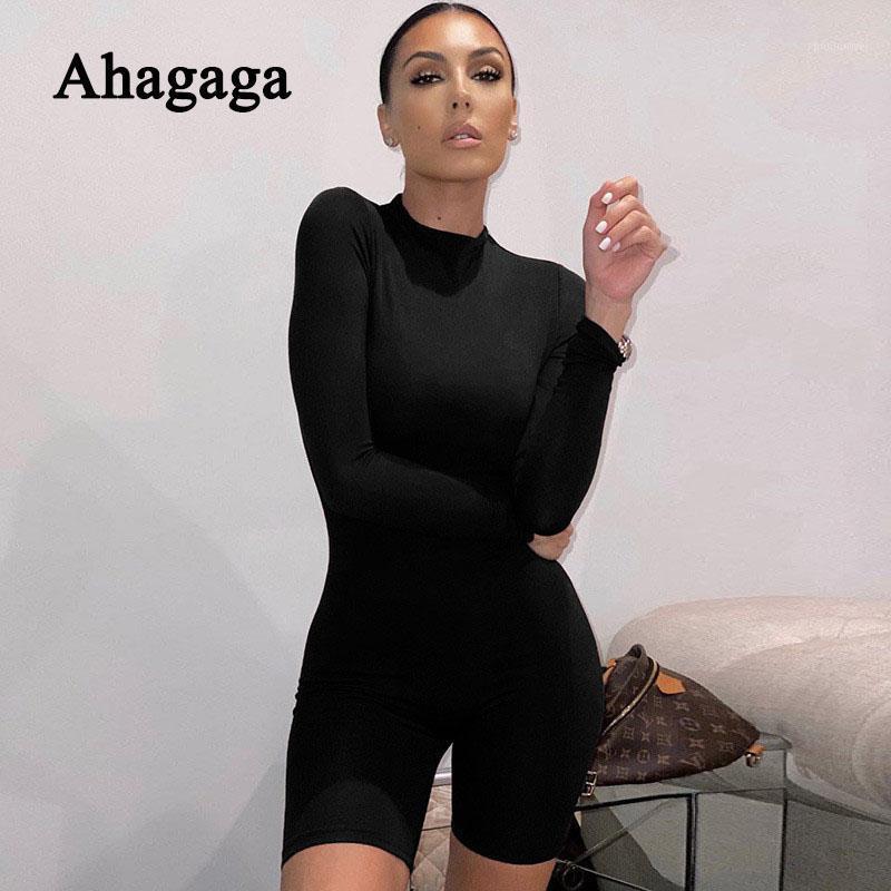 

Women's Jumpsuits & Rompers Ahagaga Casual Playsuits Women Solid Color Long Sleeve Fashion Zipper Skinny Jumpsuit Bodycon Fitness Romper Fem, Brown