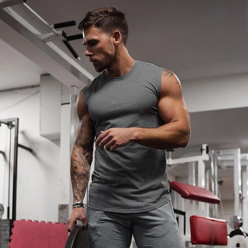 Men's Undershirt Solid Color Crew Neck Casual Daily Sleeveless Tops Lightweight Fashion Big and Tall Sports White Black Gray Q4DG#