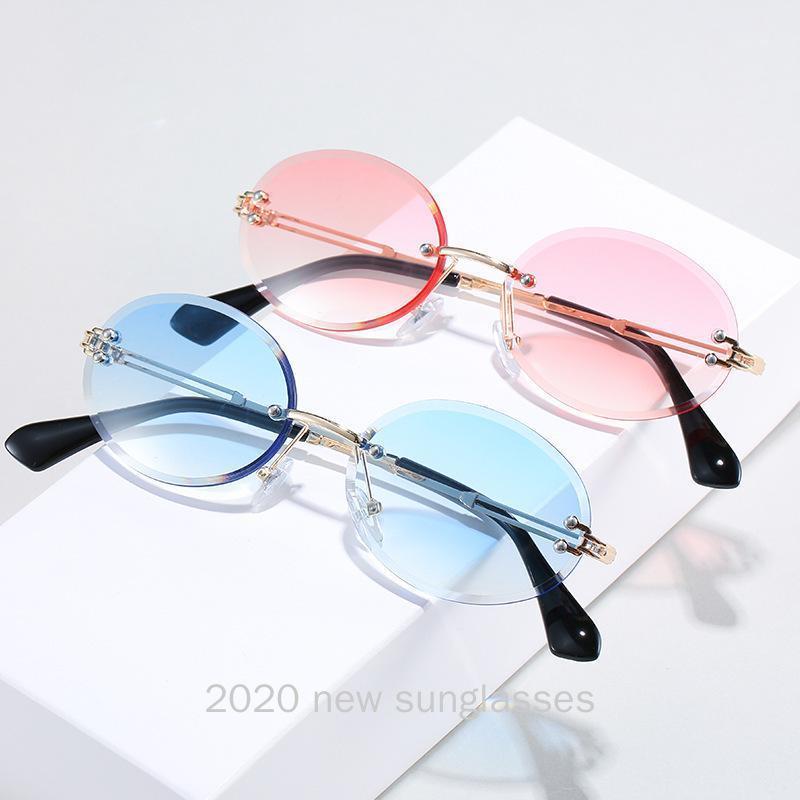 

Sunglasses Retro Small Frameless Women Brand Designer Blue Red Sun Glasses For Ladies Alloy Quality Candy Color NX1