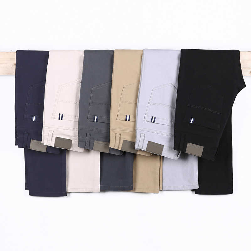 

6 Colors Casual Pants Men Spring Business Fashion Casual Elastic Straigh Trousers Male Brand Gray White Khaki Navy,968 210616, Navy blue
