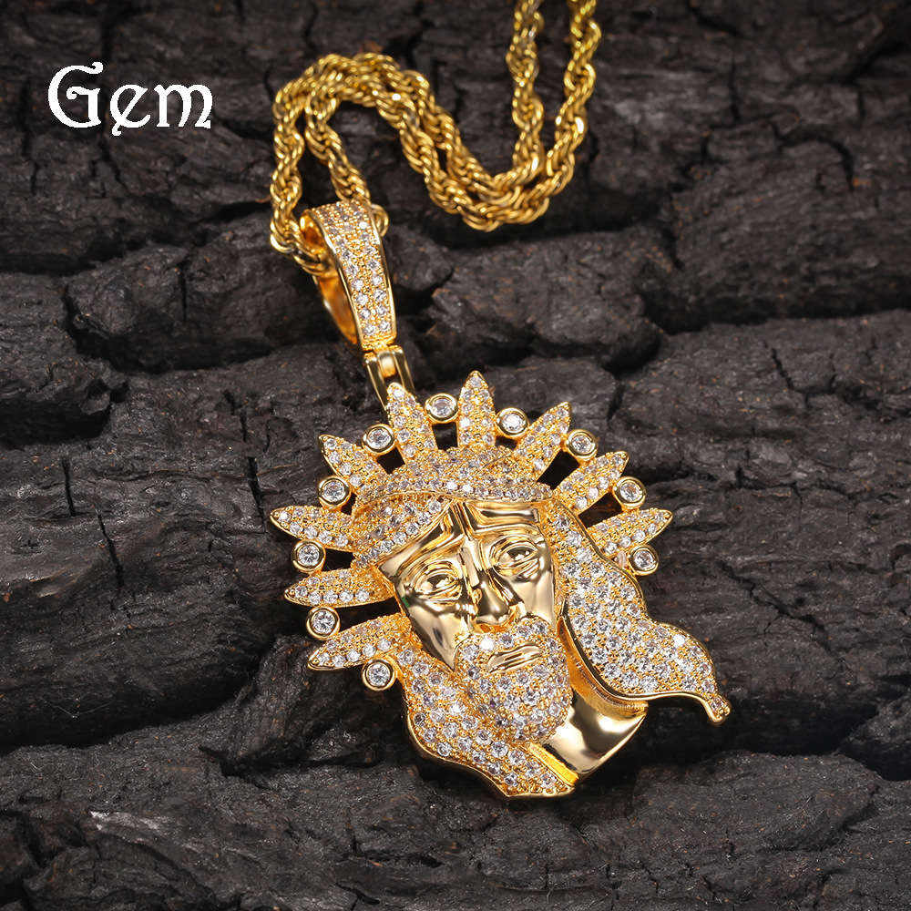

Hip hop men's Christ Jesus Zircon Pendant hiphop chain
