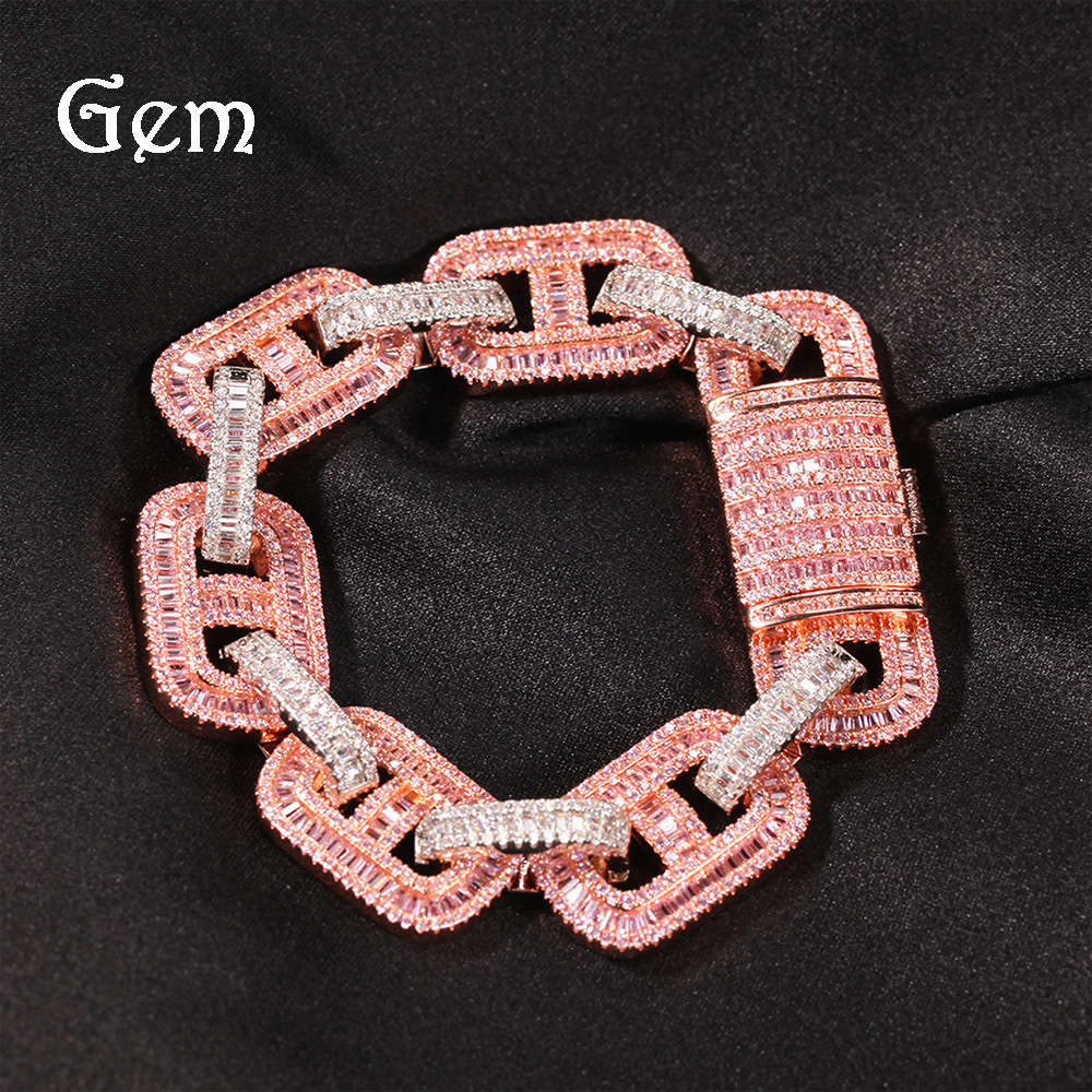

Zircon pig nose Cuba Bracelet 15mm new design ins hip hop men's Bracelet