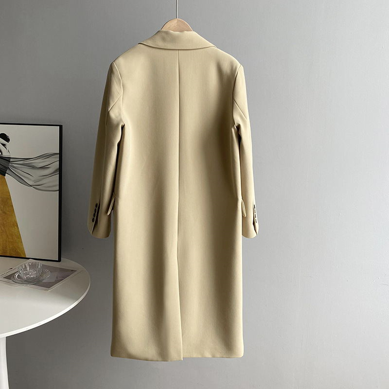 

Women's Wool & Blends Long autumn double breasted blazer for women black jackets woman jacket 's clothes top female Korean fashion FNWG, 1# shoe box