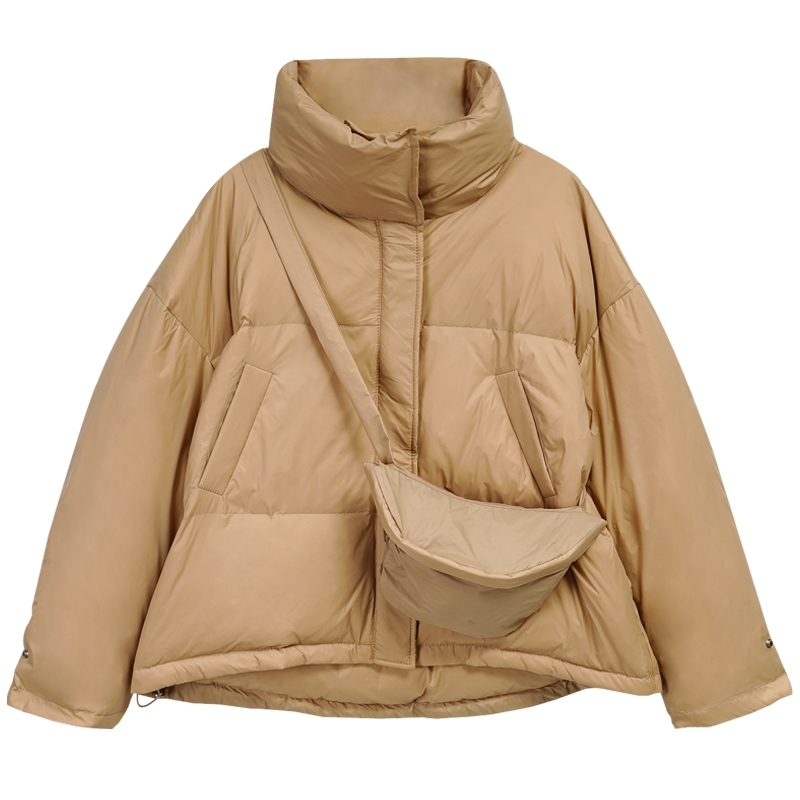 

Winter White Duck Down Jacket Women Loose Warm Short Puffer Jackets Woman Stand Collar Bubble Coat Outwear 210602, Black