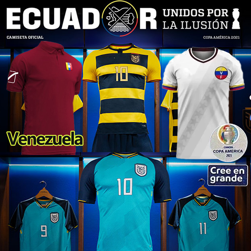 

Ecuador 21/22 Copa America soccer jerseys Venezuela home yellow away blue 2021 Pervis Estupiñán 2022 Gonzalo Plata Michael Estrada football shirts MARTINNEZ CAMPANA, Eguaduoer 21-22 home