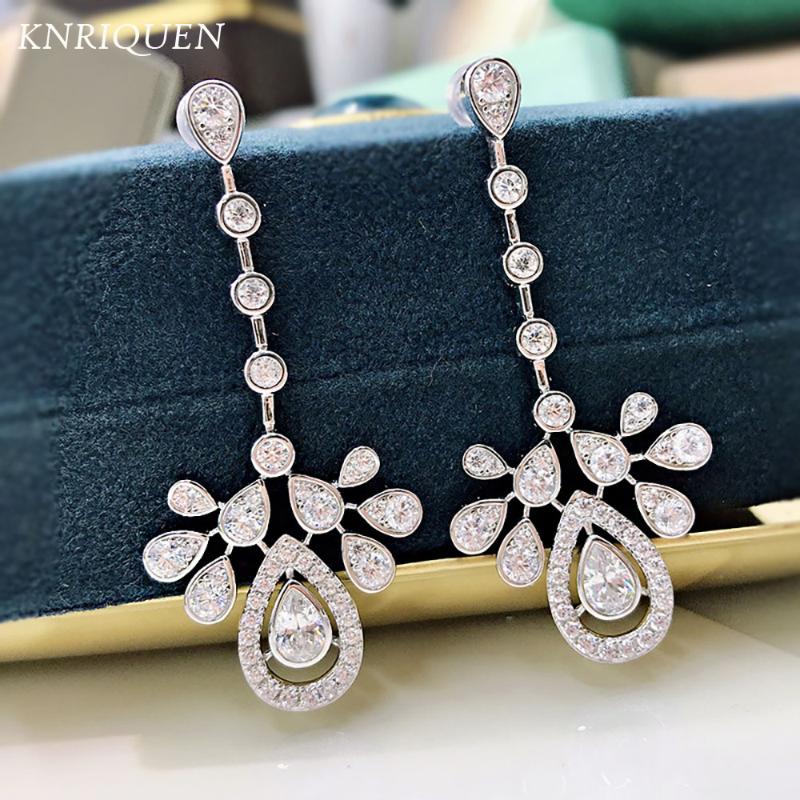 

Dangle & Chandelier 2021 Luxury 925 Sterling Silver High Carbon Diamond Long Pendant Earrings For Women Charms Wedding Engagement Fine Jewel