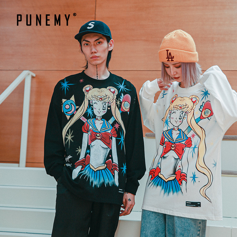 

2021 New Harajuku Anime t Shirt Cardcaptor Sakura Hip Hop Streetwear Long Sleeve Tshirt Men Clothing Cotton Tops Tee Unisex T-shirt I8uo, White