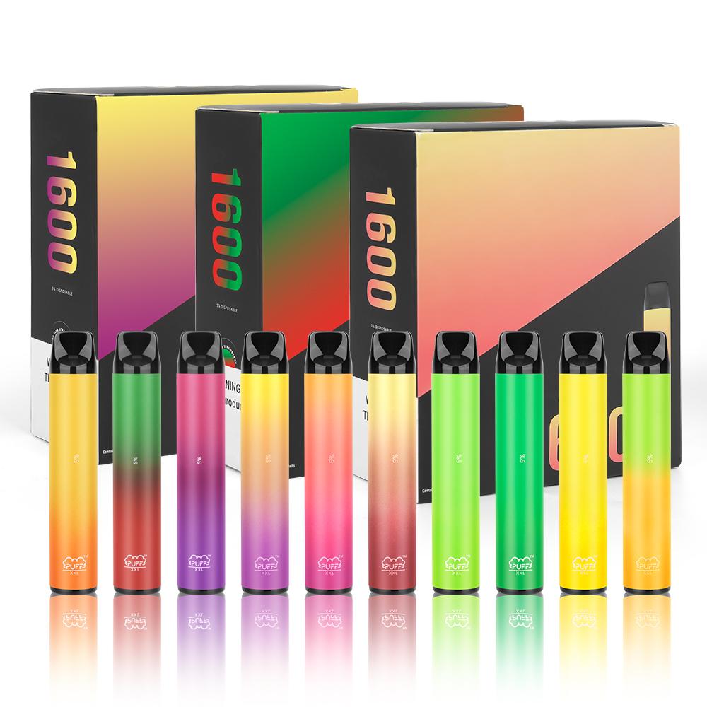 

Retail Puff XXL Cigarette vape pen Disposable Puf bar 1000mAh Battery 6.5ml Pods 1600 puffs Pre-filled Vapes Kit 15 color