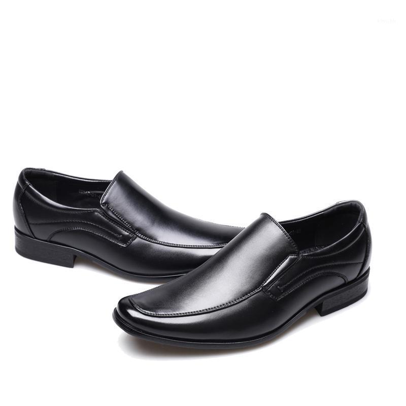 

Men's PU Leather Shoes Hand-Polished Small Square Toe Low-Heeled Breathable Fashion Casual Office Party Business Male Lazy Flats Dress, Brow