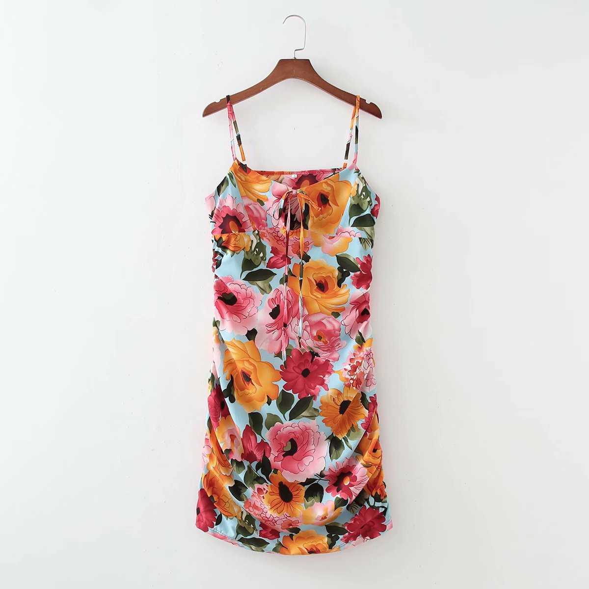 

Summer Dress Women Floral Printed Slip Dress elegant Casual Fashion Chic Lady Short Sun Dress Women robe femme 210709