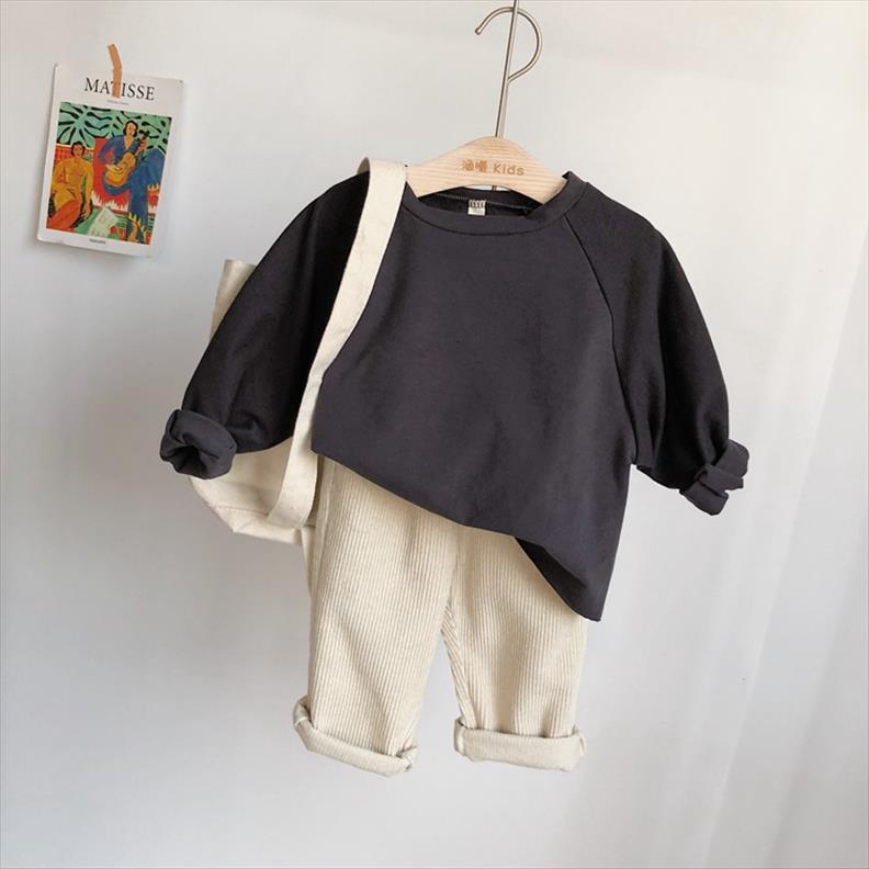 

Spring Model Childrens Clothing T Shirt Korean Loose Round Neck Babies Long Sleeve, Blue