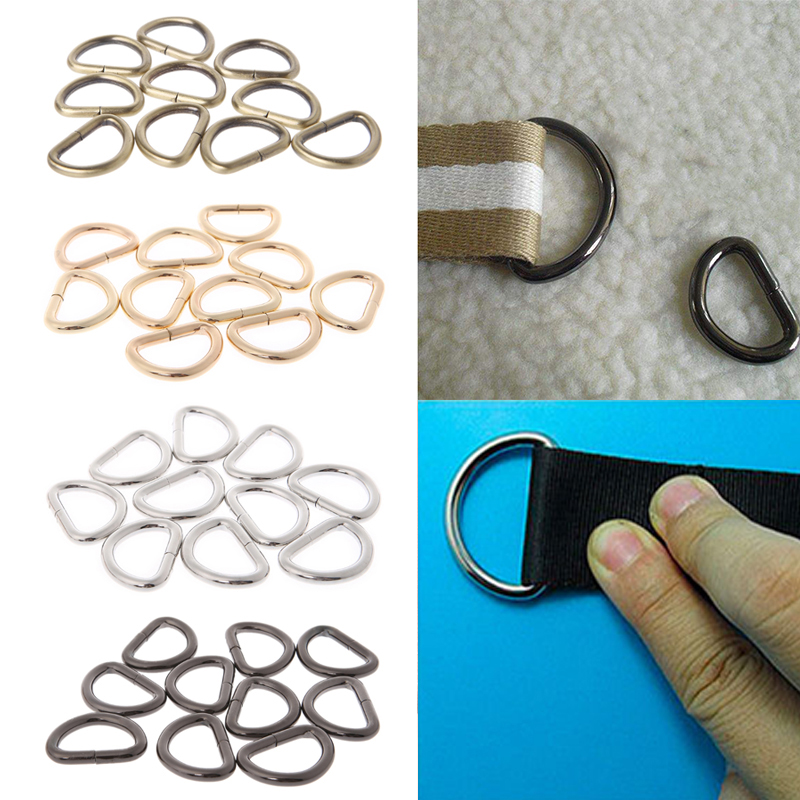 

10Pcs/lot 13/16/20/25mm D Rings Strap Buckle Inner Width Metal Half Round Shaped for Bag Strap Belt Purse DIY Bag Accessories