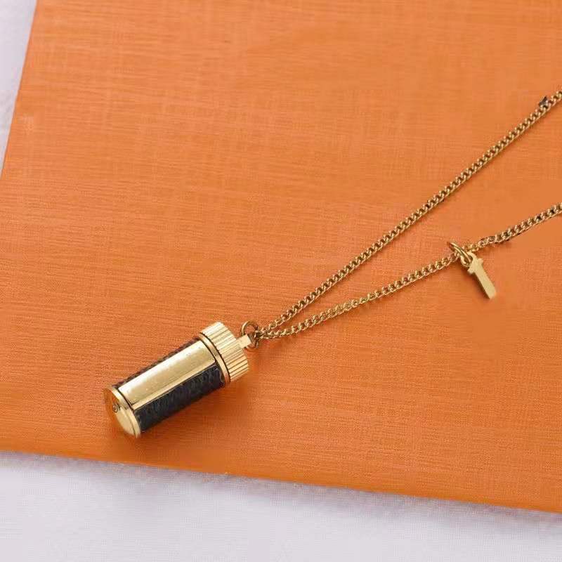 

With bag Perfume bottles pendant necklaces for lovers hip-hop opening jewelry retro classic advanced necklaces L uxury jewelry for best gift, Silver