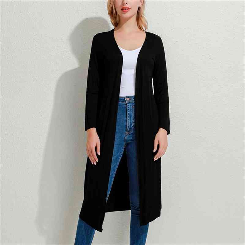 

women casual kintted cardigan comfortable simple solid loose long sweater fashion female autumn coat ladies long style cardigan, White;black