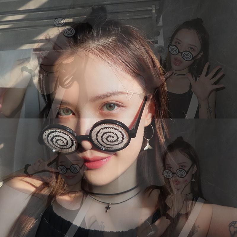

Sunglasses 2021 Cosplay Glasses Vertigo Pattern Funny Decorative Anime Dizzy Eyeglasses Halloween Costume Accessory