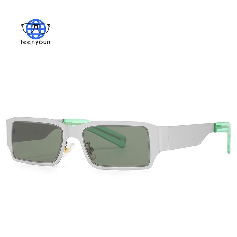 

Sunglasses TEENYOUN Personality Rectangle Men Women Fashion UV400 Square Metal Frame Sun Glasses 2021 Eyeglasses