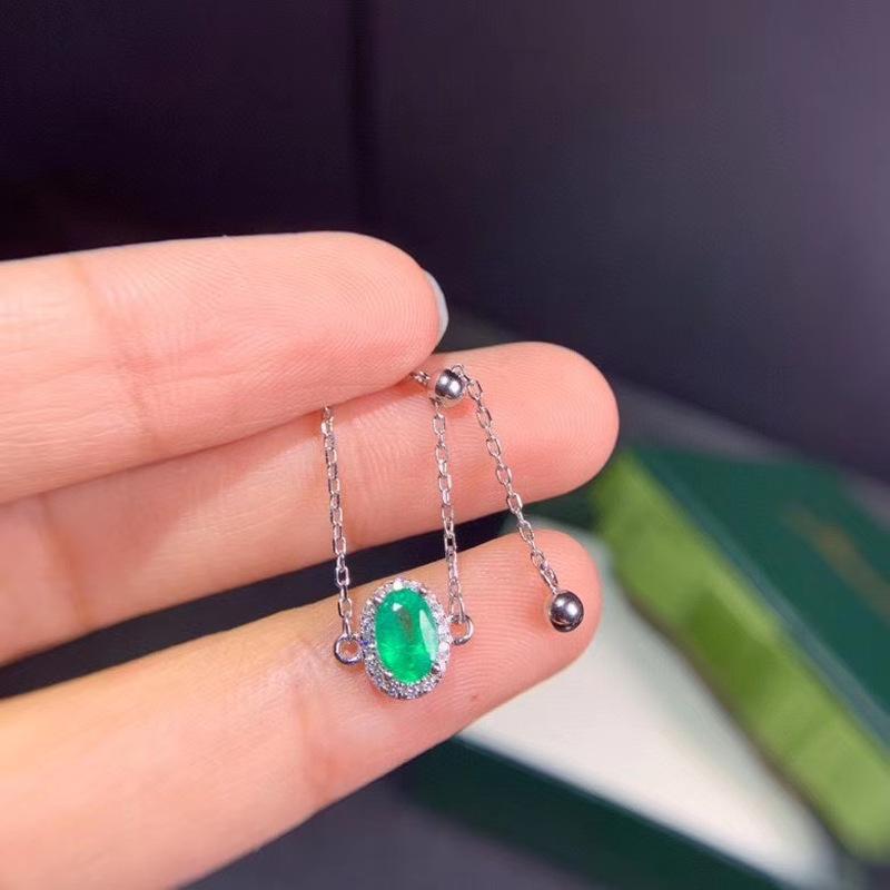 Cluster Rings Women&#039;s Ring Natural Emerald 925 Silver Simple Design Fresh And Lovely Style-image-710270621