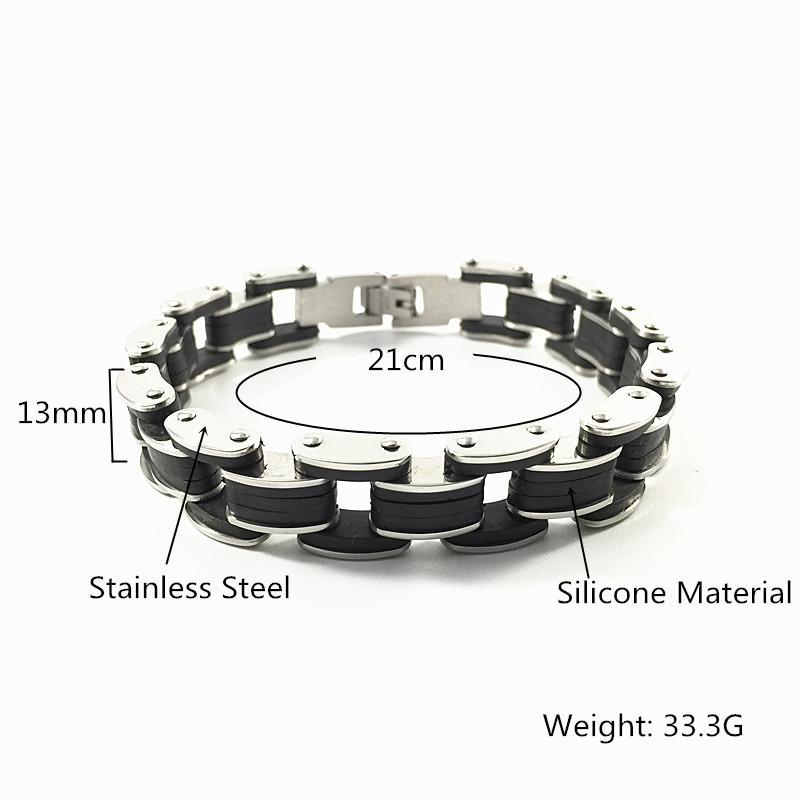 

Link, Chain Bangles Bracelet Made Of Silicone & Stainless Steel Personality Men Bracelets Fashion Male Jewelry