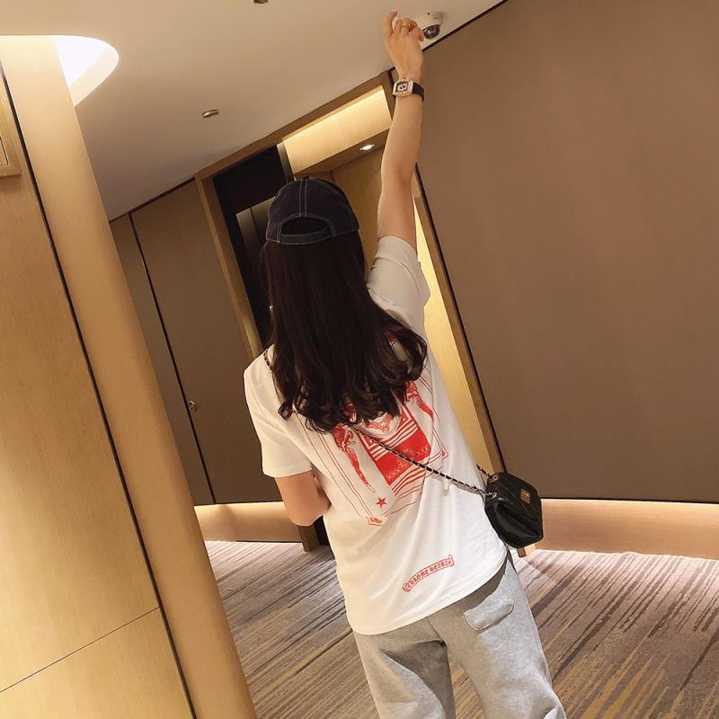 

2021 summer new mid long loose Short Sleeve Black T-Shirt women's Korean half sleeve thin T-shirt fashion bran, White