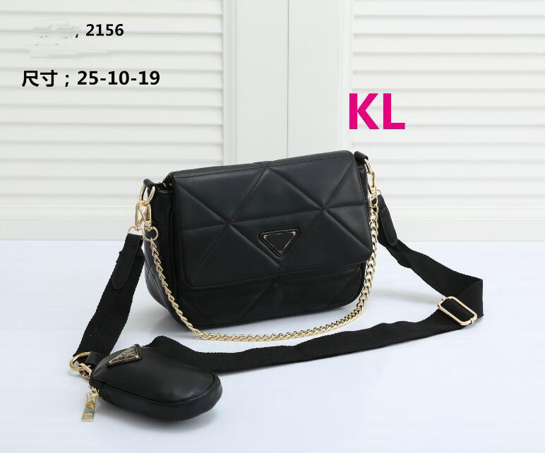 

Top three piece women single shoulder bag the most Multi Pocket accessory Nylon Leather Messenger cross body women's handbag 2156# 25x10x, Black