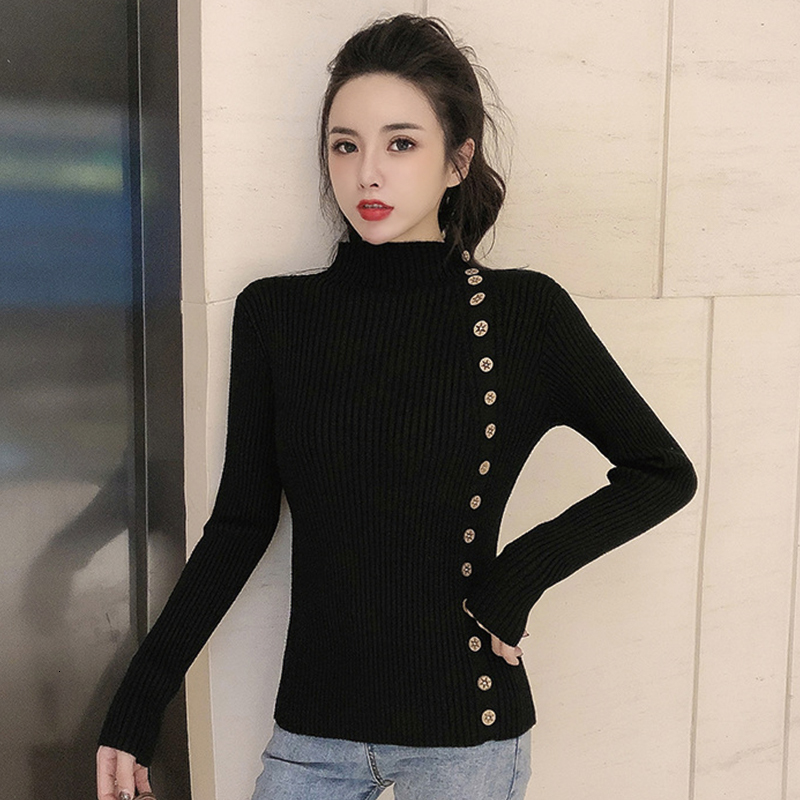 

2021 New Autumn Winter Sweater Women Casual Long Sleeve Half Elegant Slim Fit Solid Color Pullover Women's Turtleneck Gqhn, 02