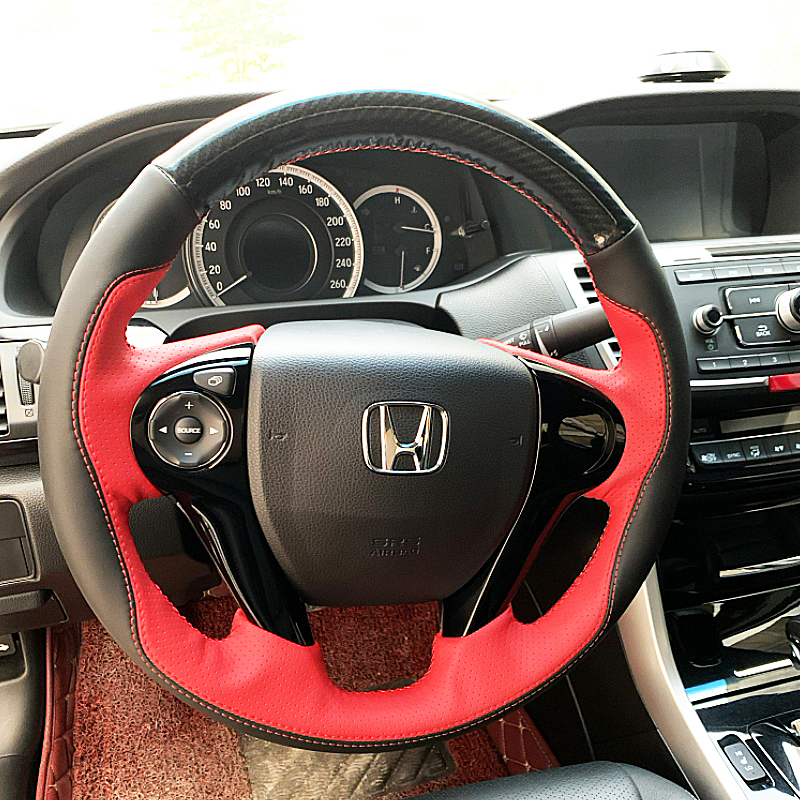 

For Honda Ninety Generation Accord elysion Odyssey Crosstour DIY custom leather hand-sewn special car interior steering wheel cover