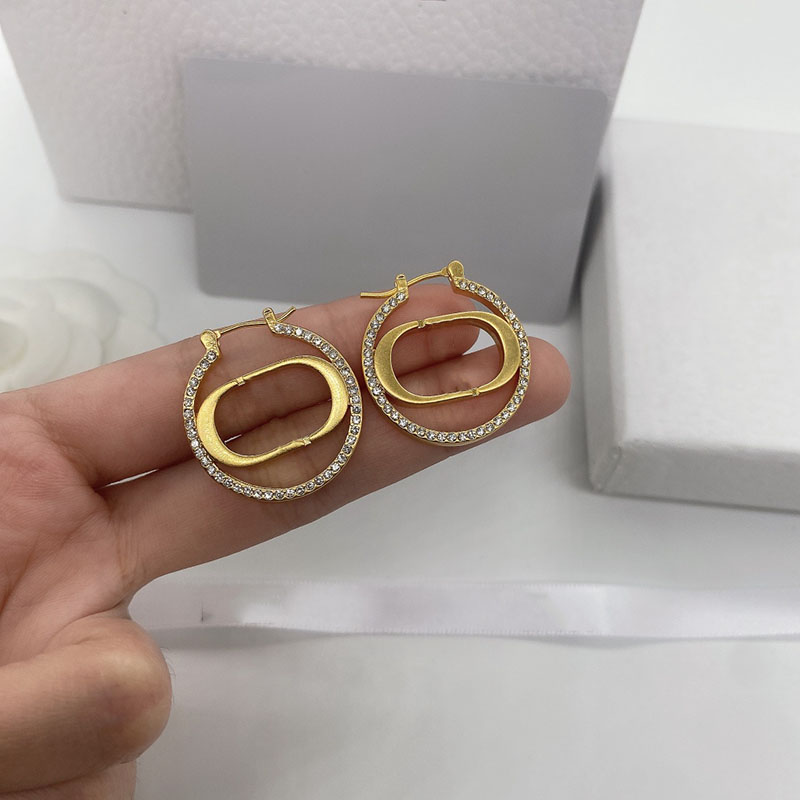 

High Quality Gold Letter Earrings Designer Womens Jewelry Earring Luxury Fashion Casual Stud Diamond Goldn Hoop Earrings Casual D2110225HL