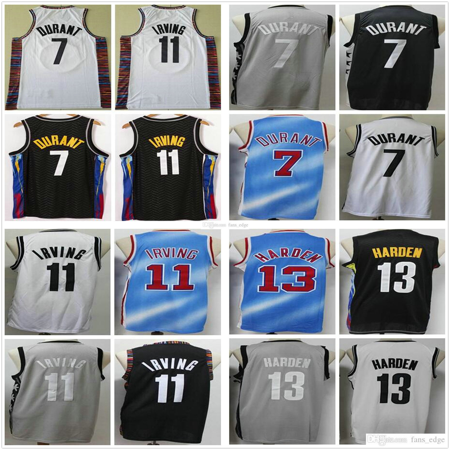 

NCAA 2021 New Mens Brooklyn Kevin #7 Durant Jersey Black White Blue Kyrie 11 Cheap Nets Irving Retro James 13 Harden Basketball Jerseys, Black;red