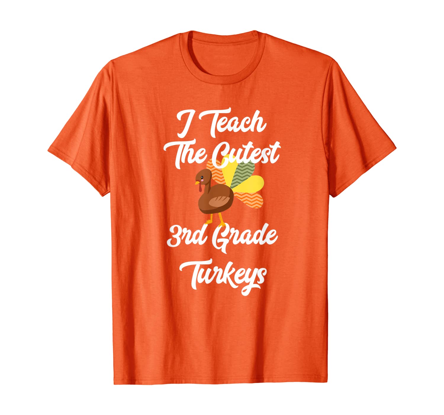 

I Teach The Cutest 3rd Grade Turkeys Thanksgiving Teacher T-Shirt, White;black