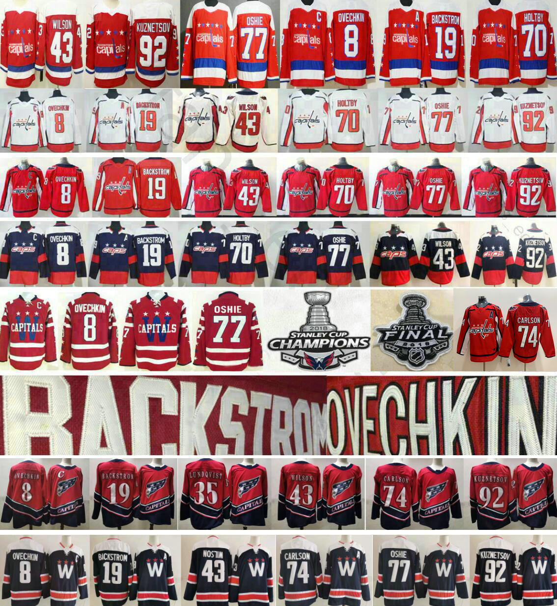

2021 Reverse Retro Washington Capitals 8 Alex Ovechkin 43 Tom Wilson TJ Oshie Nicklas Backstrom 74 John Carlson 92 Evgeny Kuznetsov Jerseys, Tell us which number #8 or #77